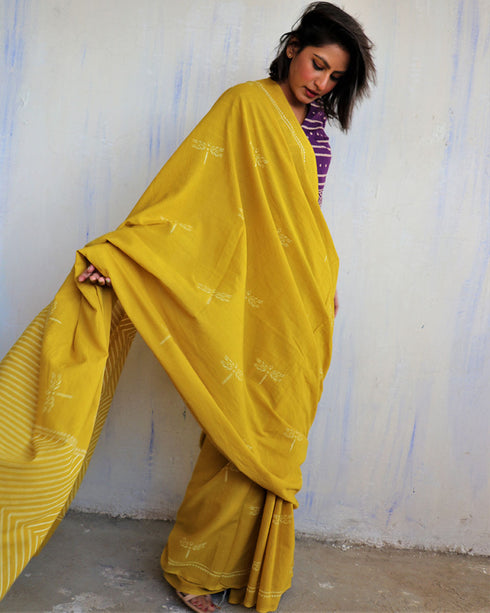 Aponi Hand Block Printed Cotton Saree
